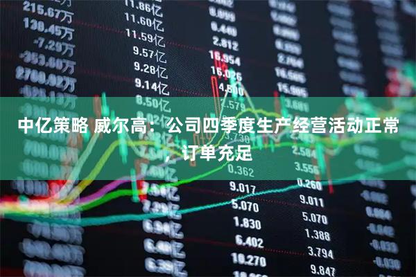 中亿策略 威尔高：公司四季度生产经营活动正常，订单充足