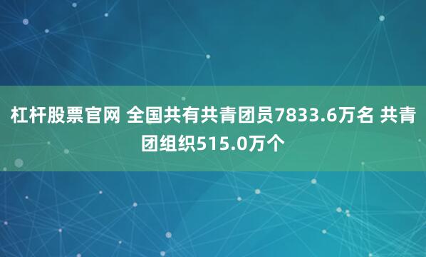 杠杆股票官网 全国共有共青团员7833.6万名 共青团组织515.0万个